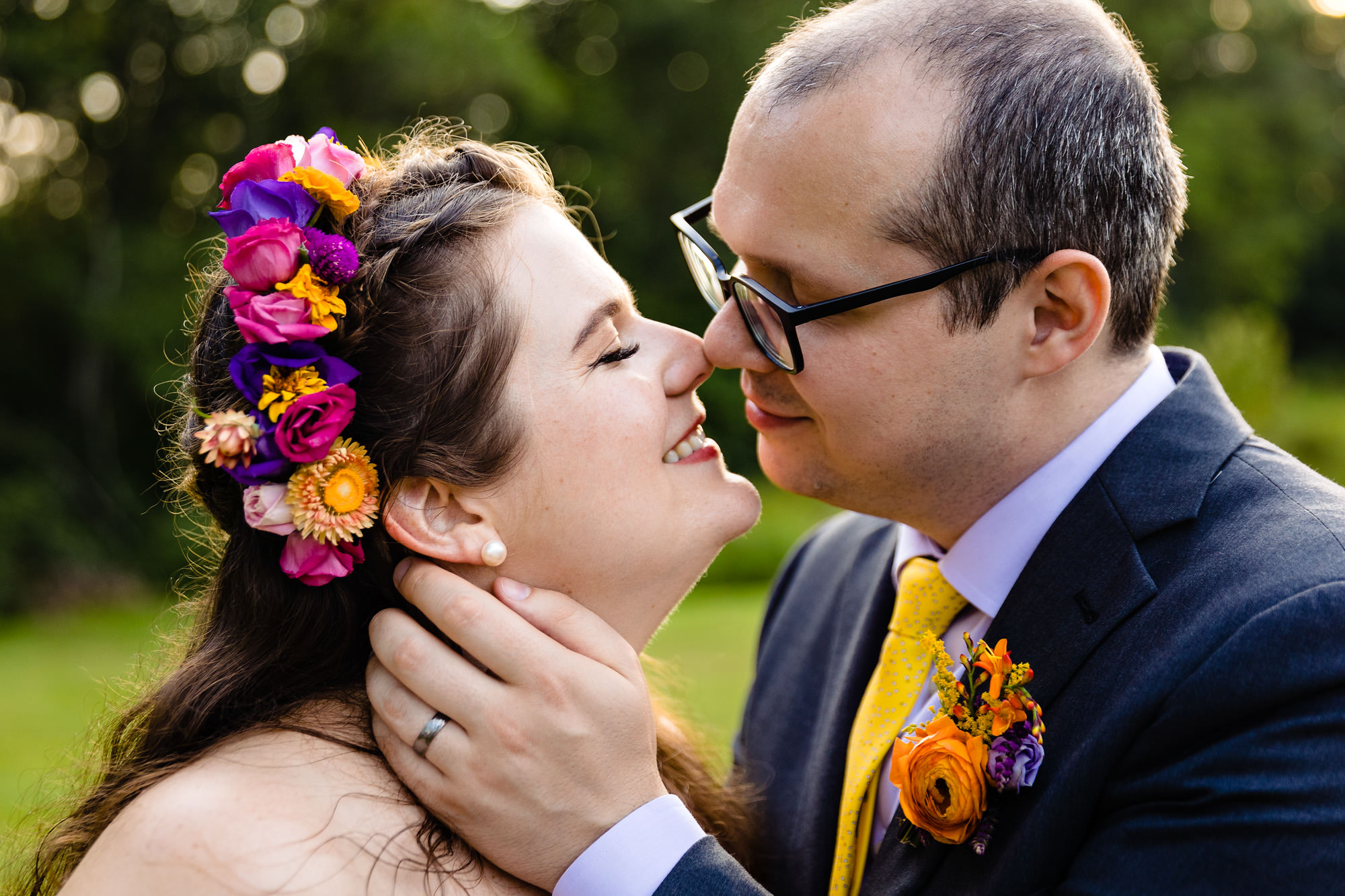 Wedding portraits at sunset in midcoast Maine