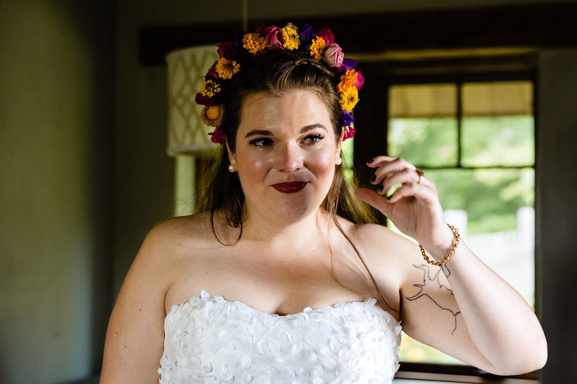 Bride getting ready for her Wiscasset Maine wedding