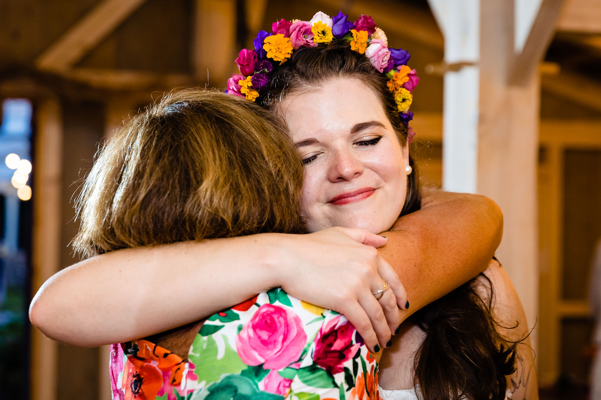 A wedding reception in the barn at Marianmade Farm in Wiscasset, Maine