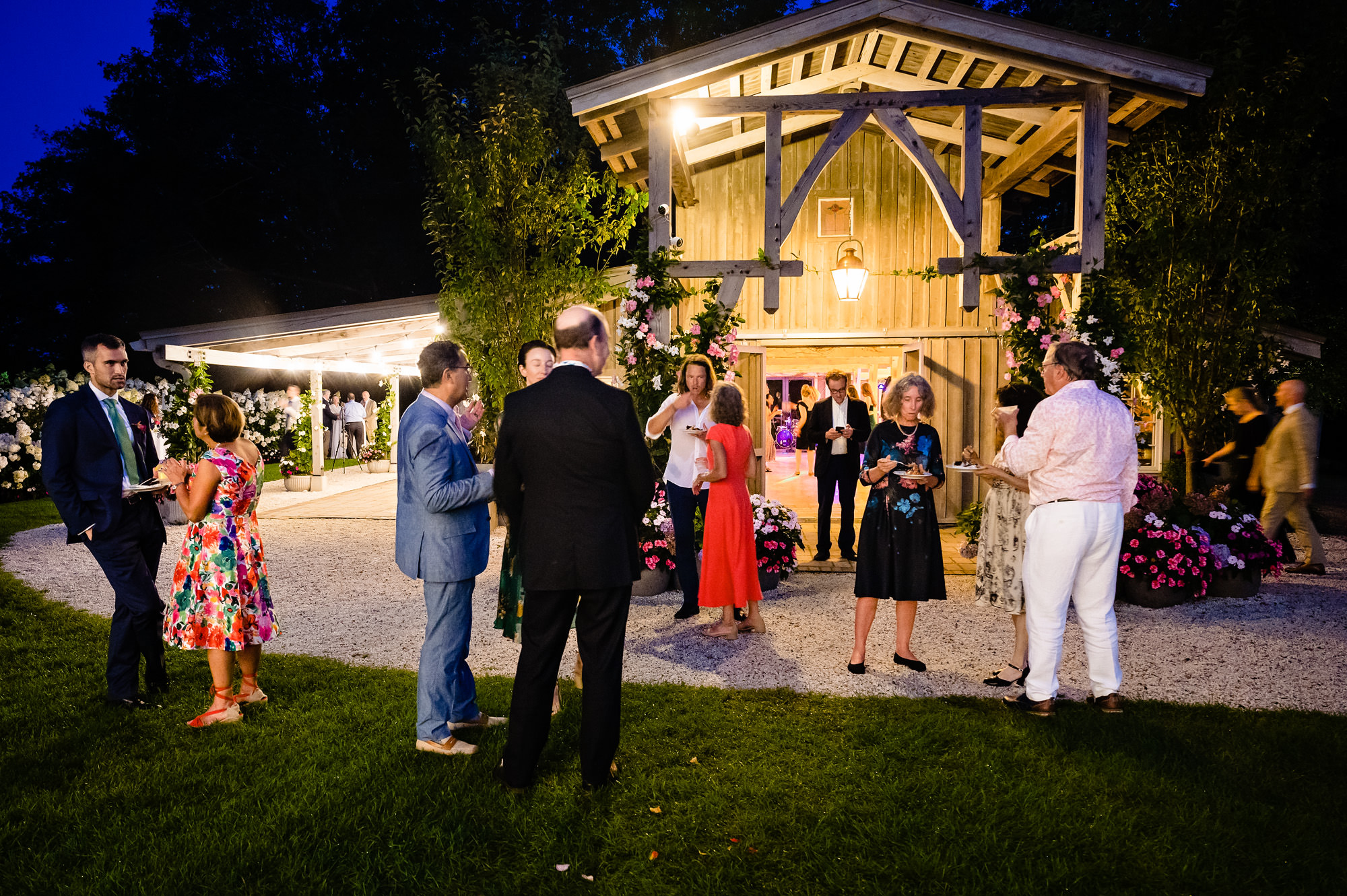 A wedding reception in the barn at Marianmade Farm in Wiscasset, Maine