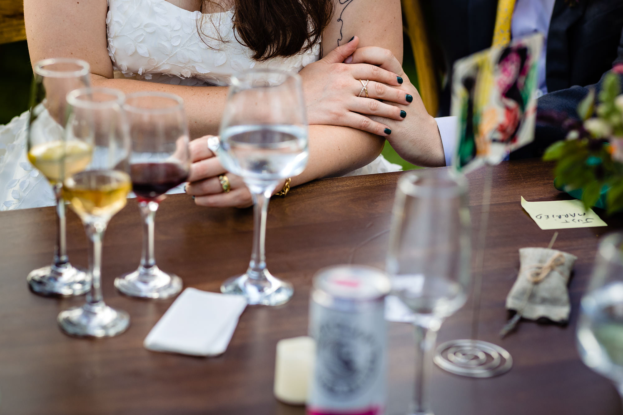 Toasts under the tent at Marianmade Farm in Wiscasset, Maine