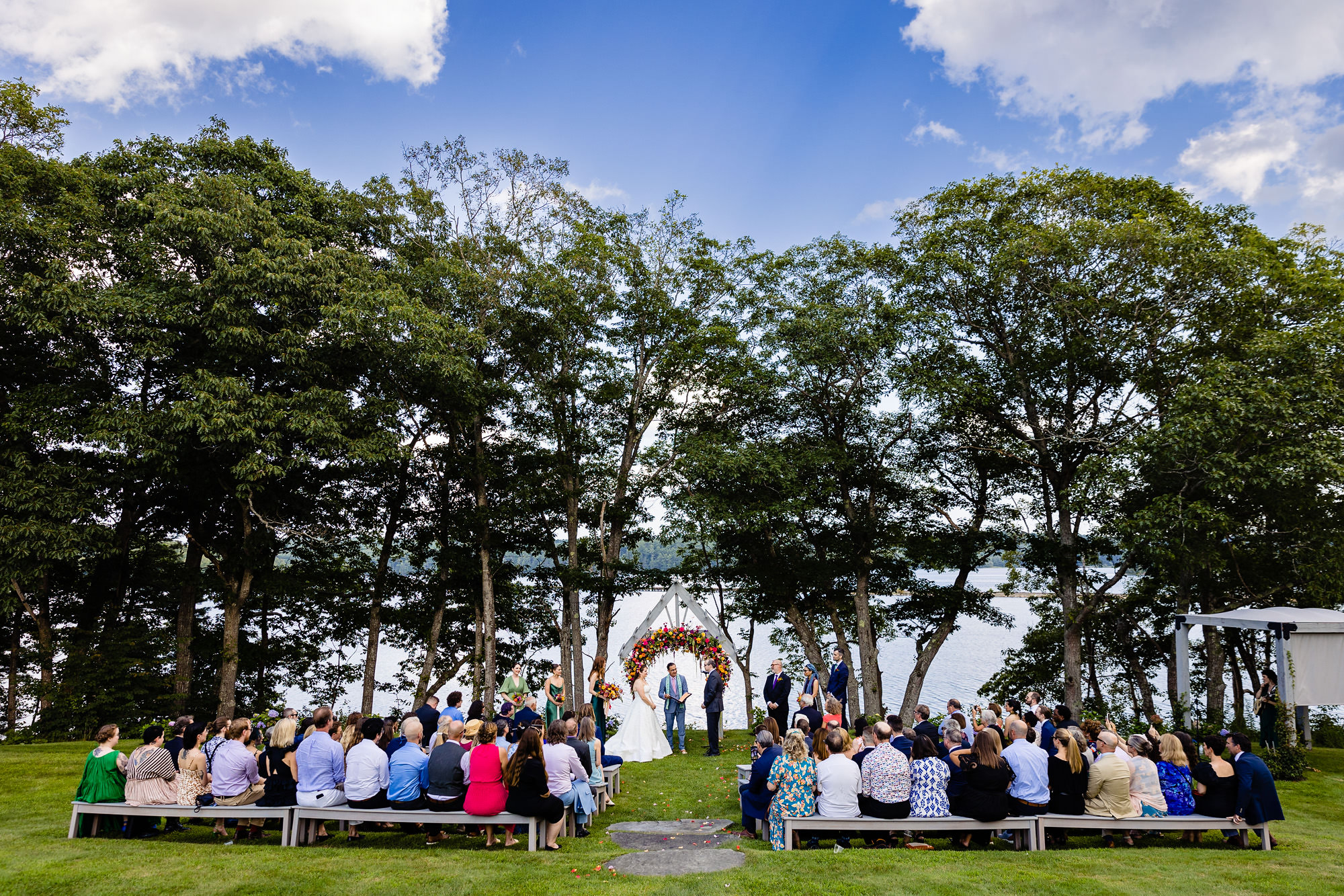 A garden wedding ceremony in Maine