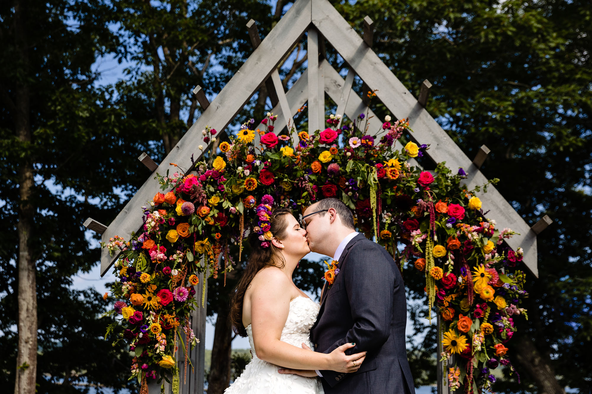 A garden wedding ceremony in Maine