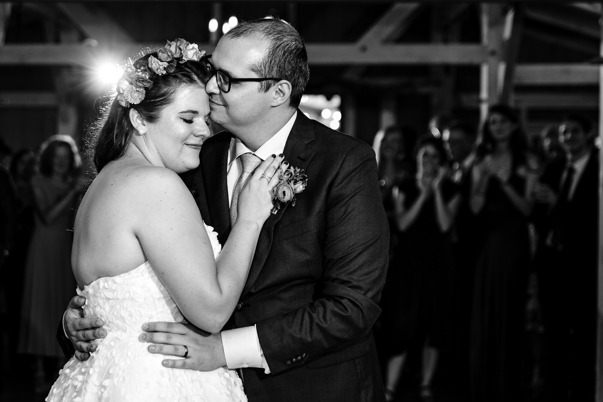 A wedding reception in the barn at Marianmade Farm in Wiscasset, Maine