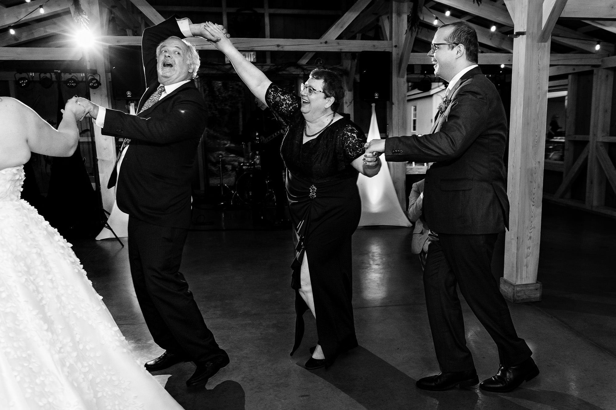 A wedding reception in the barn at Marianmade Farm in Wiscasset, Maine