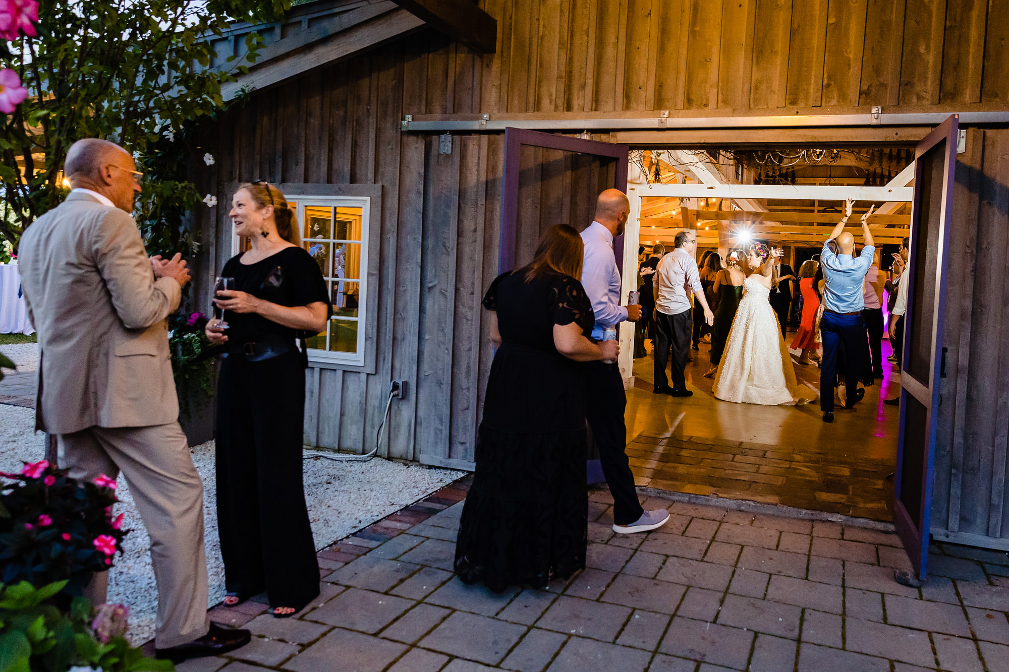 A wedding reception in the barn at Marianmade Farm in Wiscasset, Maine