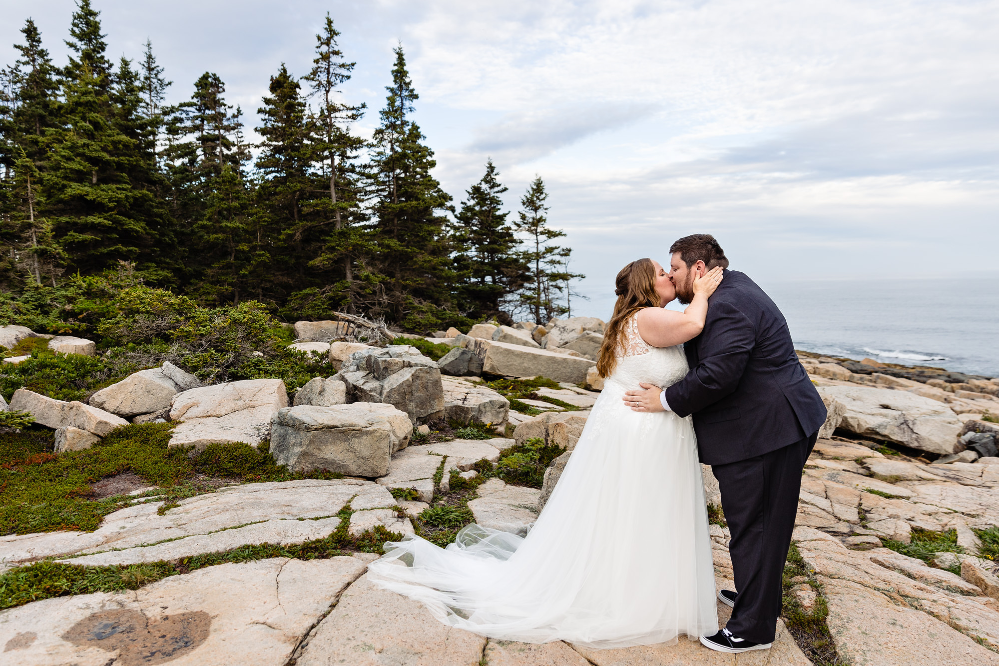 A Schoodic Point elopement ceremony at sunset