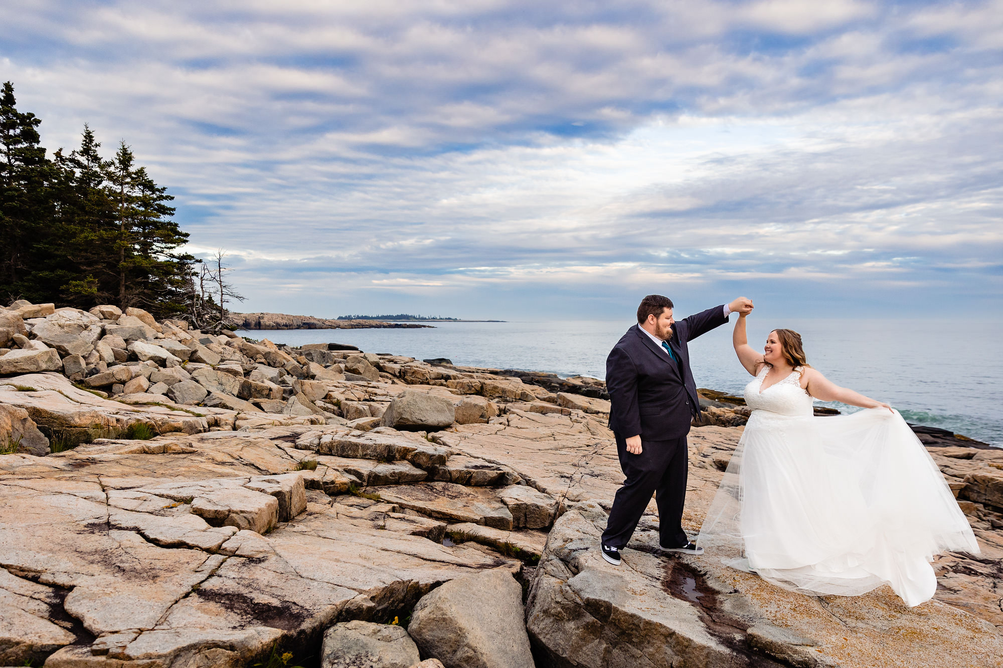 Elopement portrait at Schoodic Point