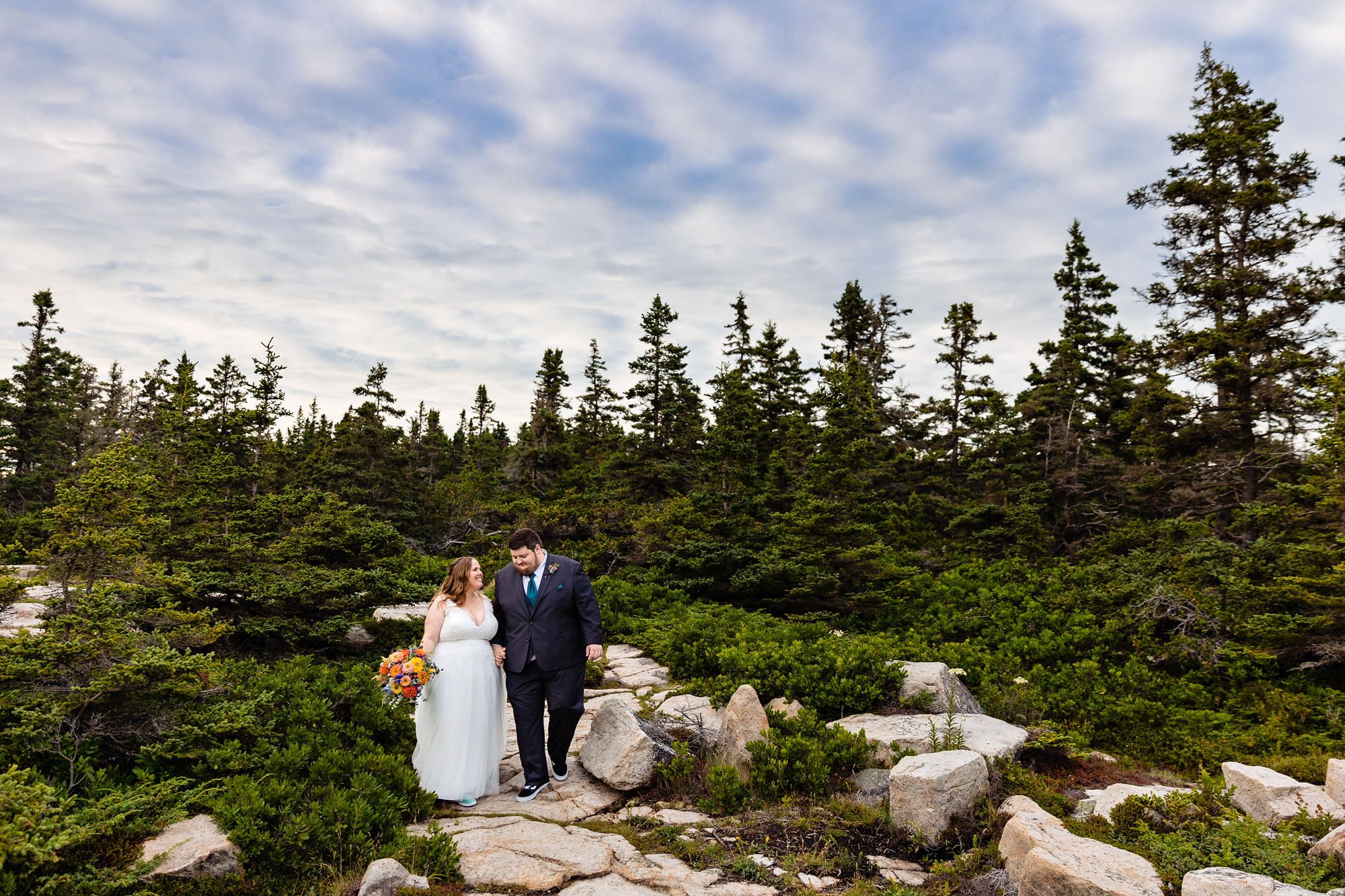 Elopement portrait at Schoodic Point