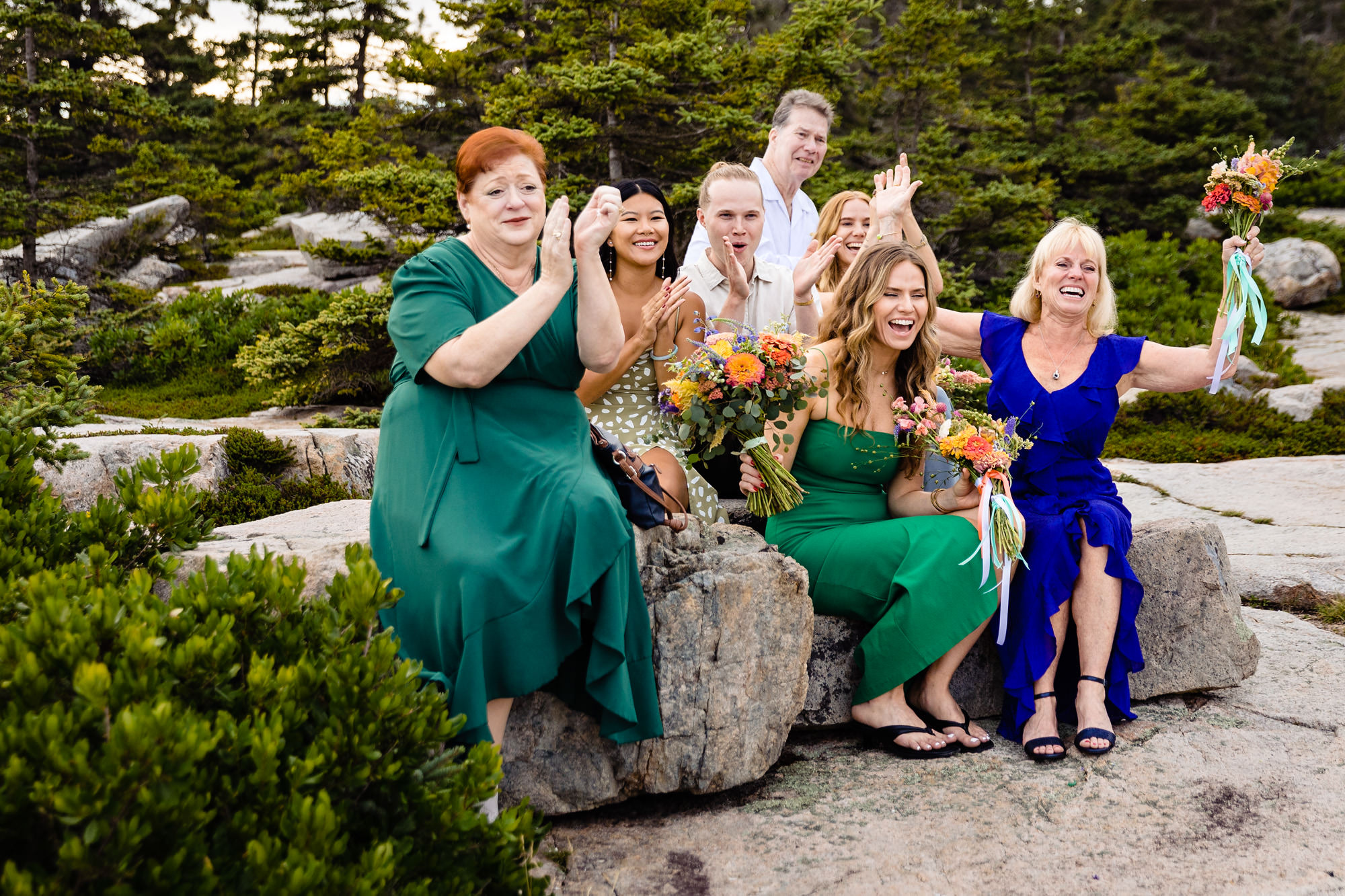 A Schoodic Point elopement ceremony at sunset
