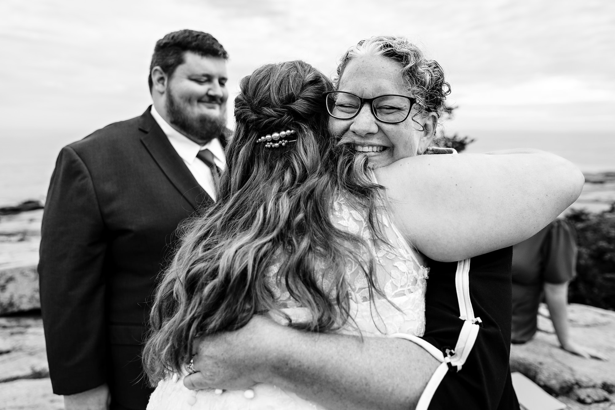 A Schoodic Point elopement ceremony at sunset