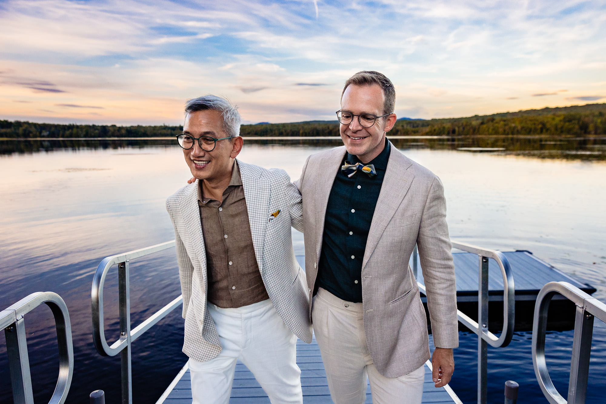 Sunset wedding portraits at the Rangeley Inn in Maine