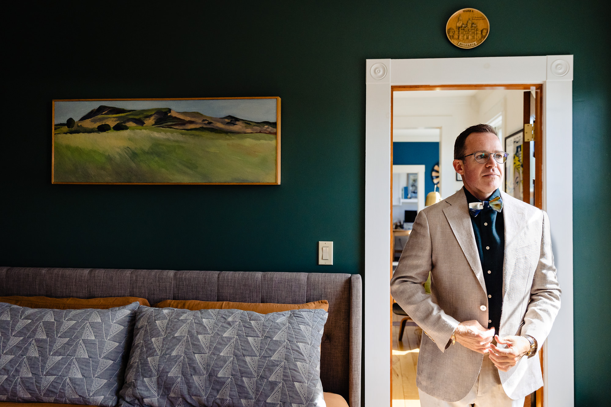 The grooms get ready at a Rangeley Maine wedding