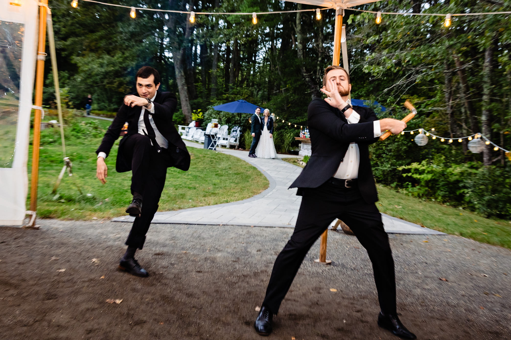 A wild southern Maine tented wedding reception