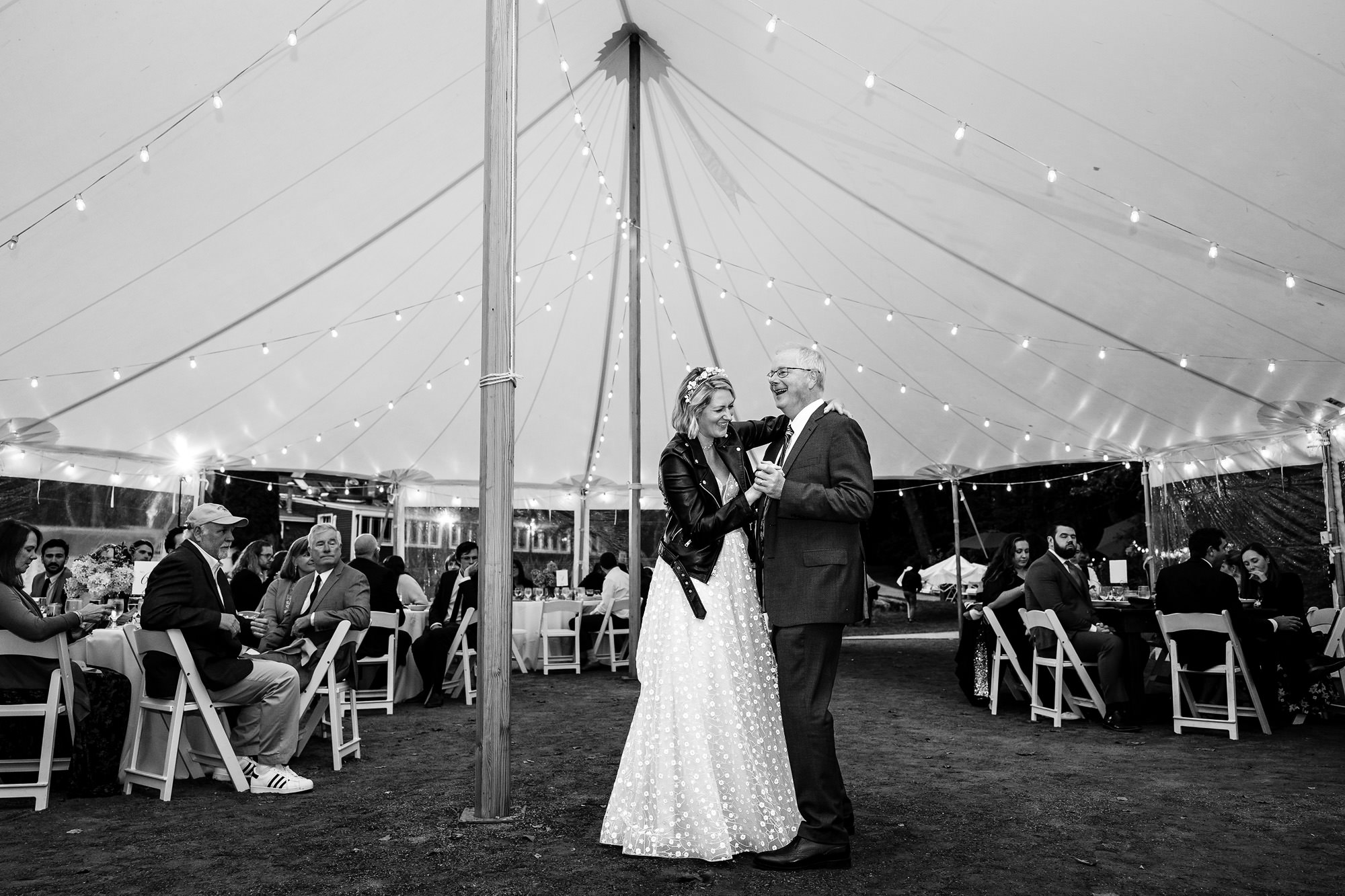 A wild southern Maine tented wedding reception