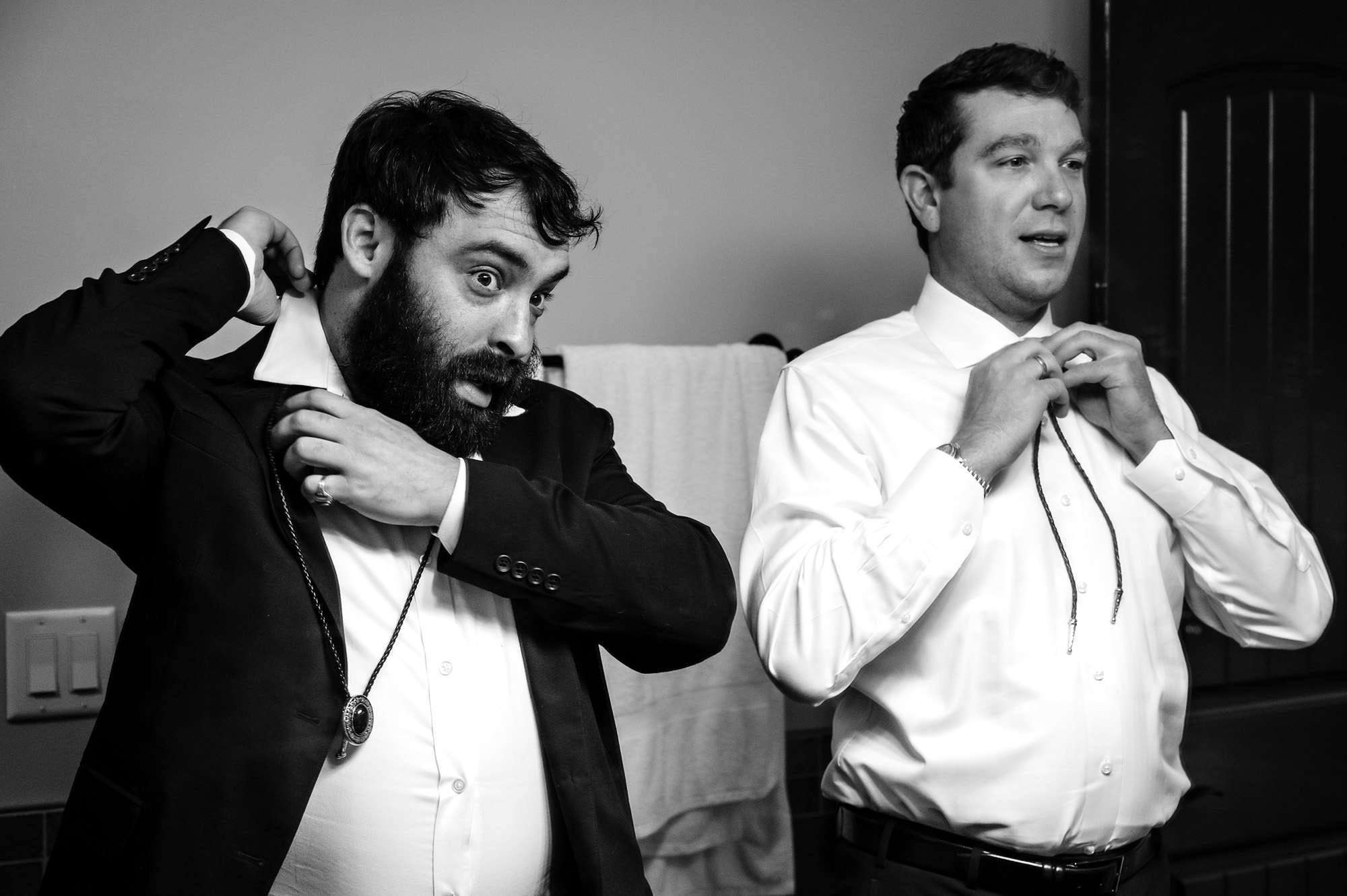 The groom prepares in Ogunquit for his wedding in Maine