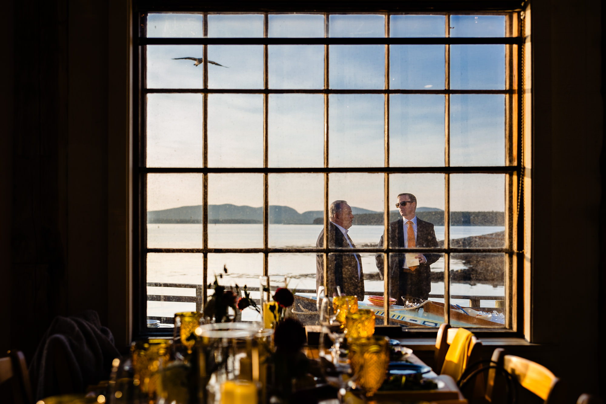 A wedding cocktail hour at Islesford Dock Restaurant.