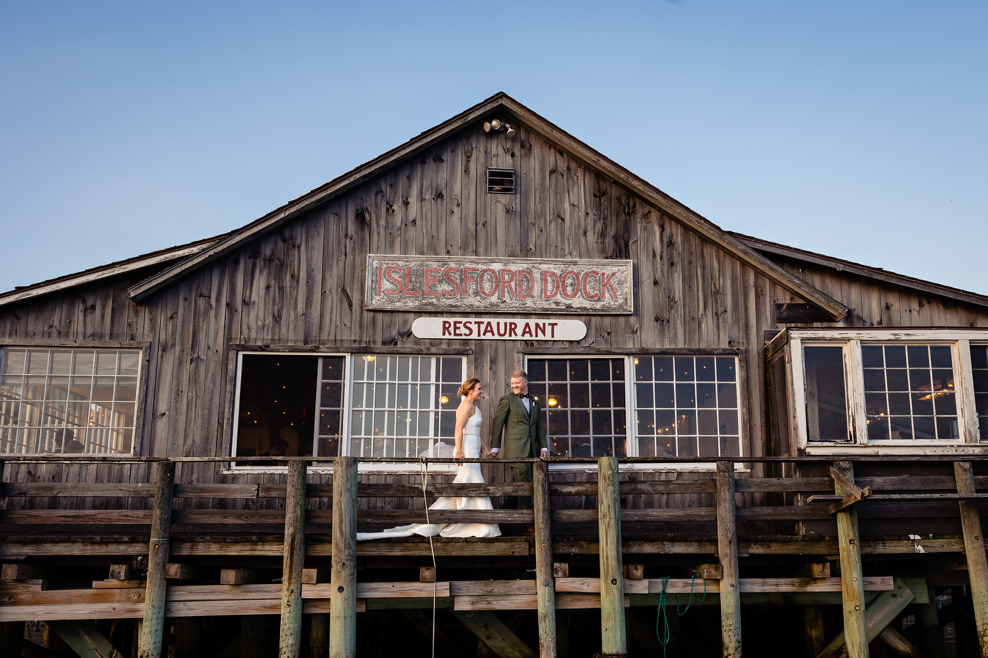 Wedding portraits at Islesford Dock Restaurant on Little Cranberry Island in Maine