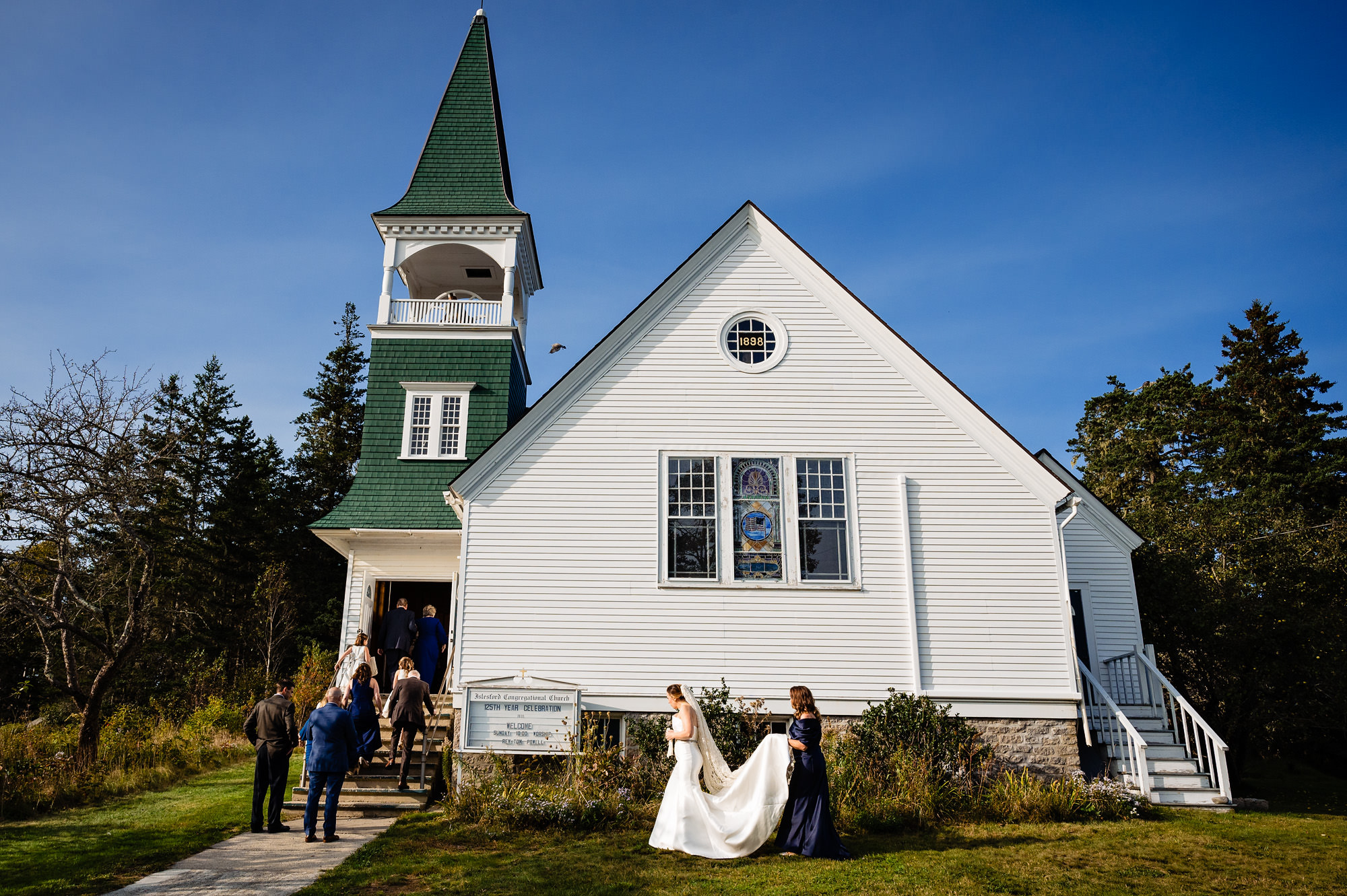 A wedding ceremony at Islesford Congregational Church on Little Cranberry Island, Maine