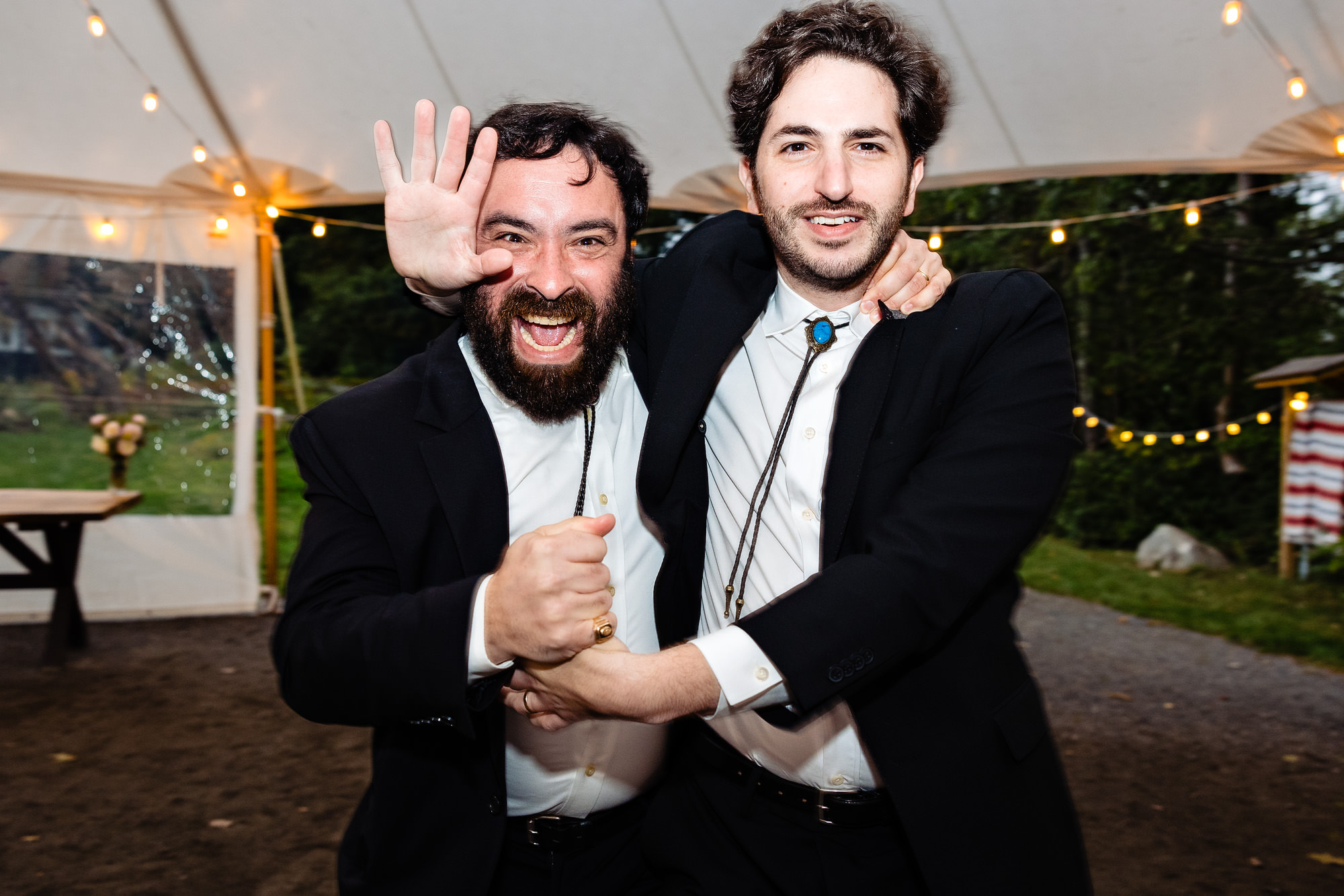 A wild southern Maine tented wedding reception