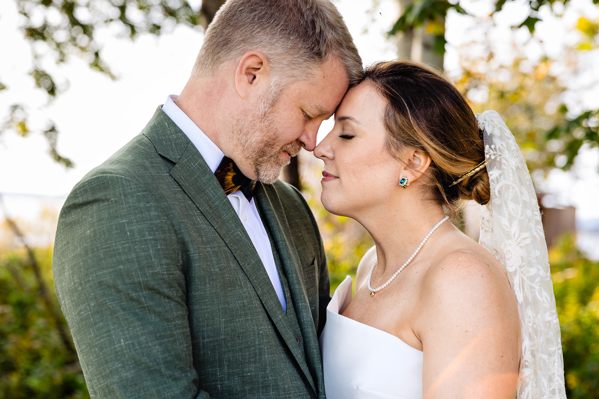 The wedding couple share a first look on Islesford Maine