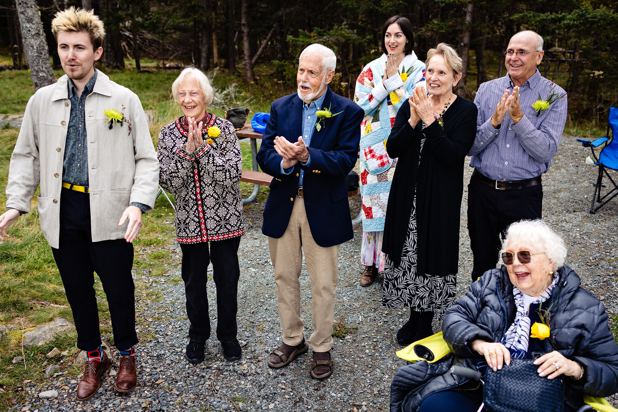 The families of Catt and Cody were emotional during Catt and Cody's ceremony at Seawall in Acadia